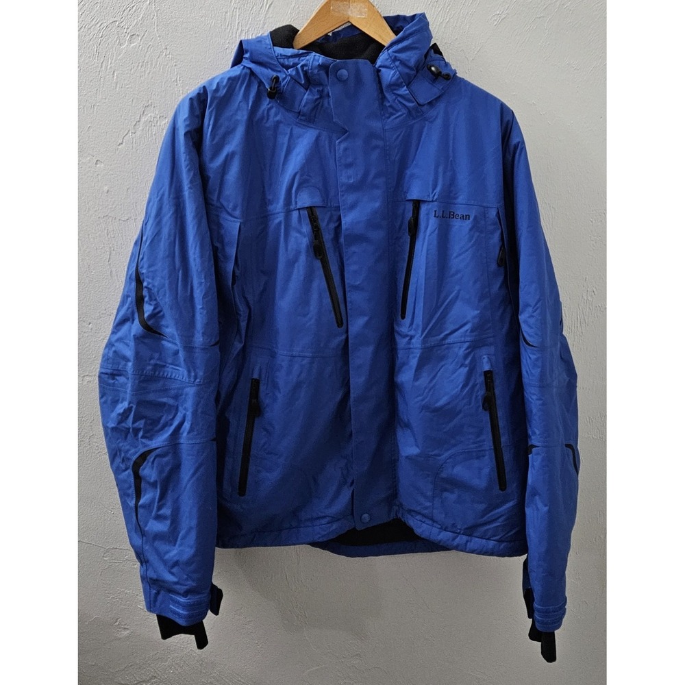 L.L. Bean‎ Ski Jacket Size Large Blue Insulated Fleece Face Cover Hooded Liner